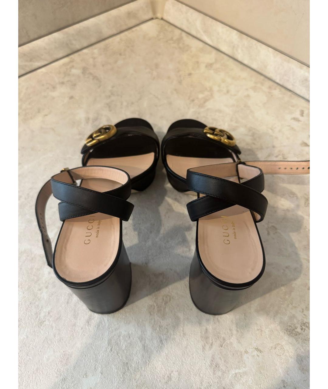 GUCCI Черные кожаные босоножки, фото 3