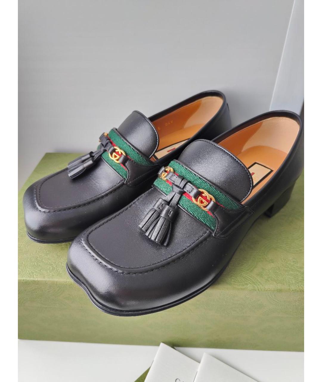 GUCCI Черные кожаные лоферы, фото 2