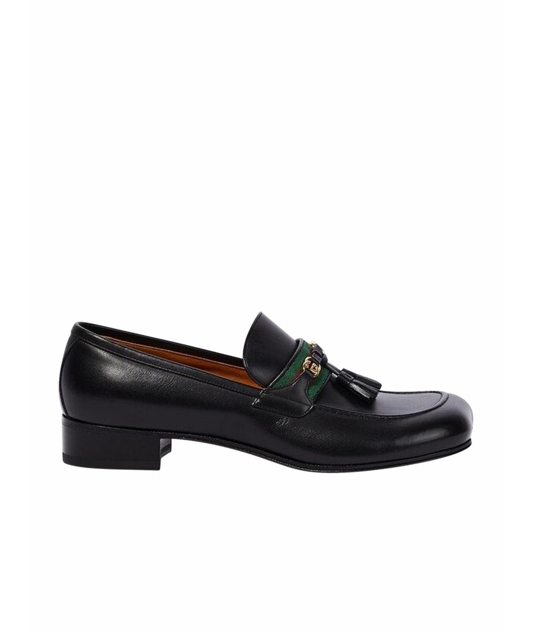 GUCCI Черные кожаные лоферы, фото 1