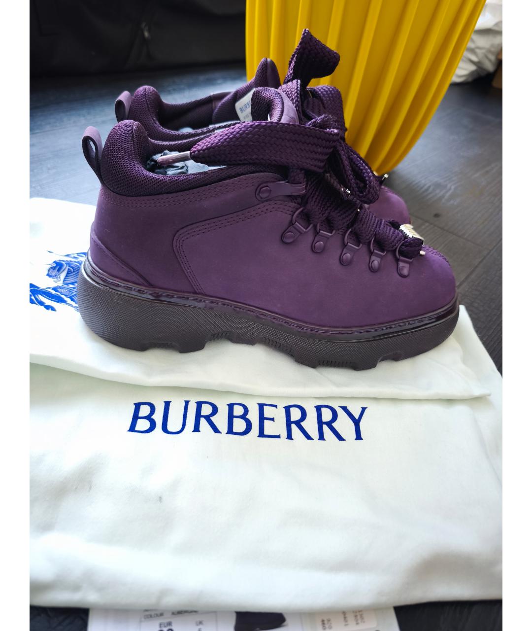 BURBERRY Фиолетовые нубуковые ботинки, фото 7