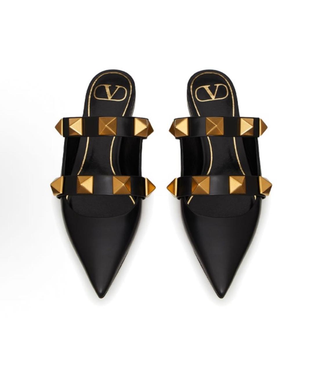 VALENTINO Черные кожаные мюли, фото 4