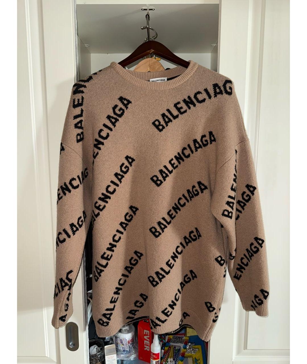 BALENCIAGA Бежевый шерстяной джемпер / свитер, фото 5