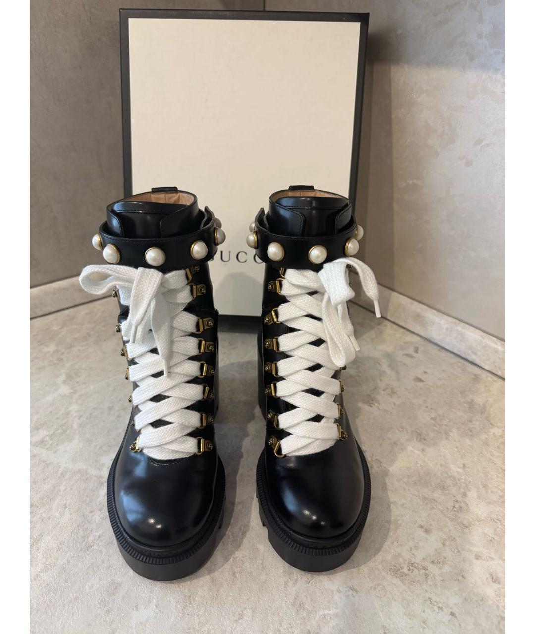 GUCCI Черные кожаные сапоги, фото 2
