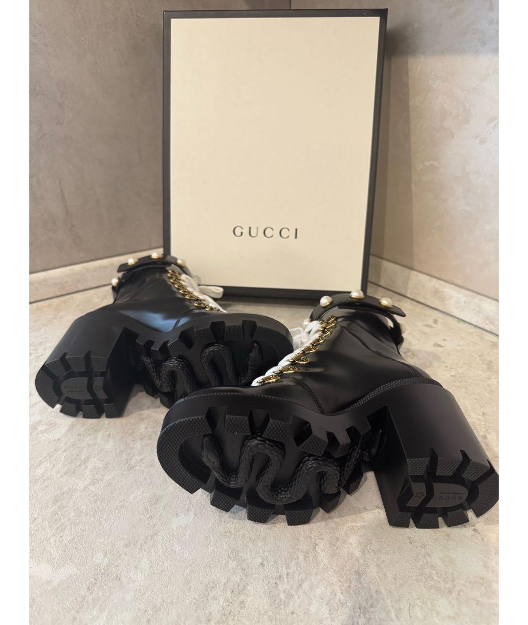 GUCCI Черные кожаные сапоги, фото 6