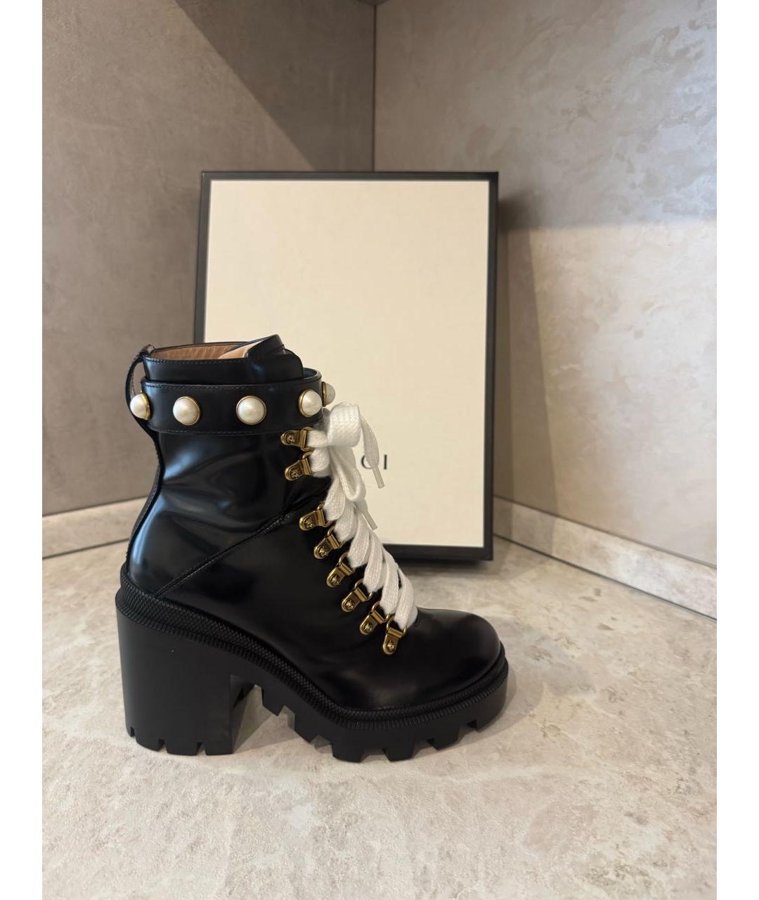 GUCCI Черные кожаные сапоги, фото 8