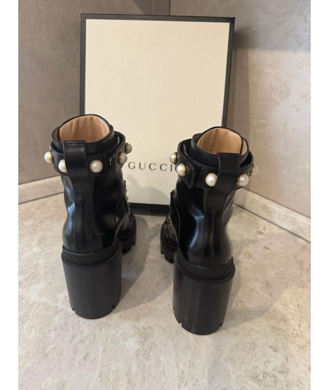 GUCCI Черные кожаные сапоги, фото 3