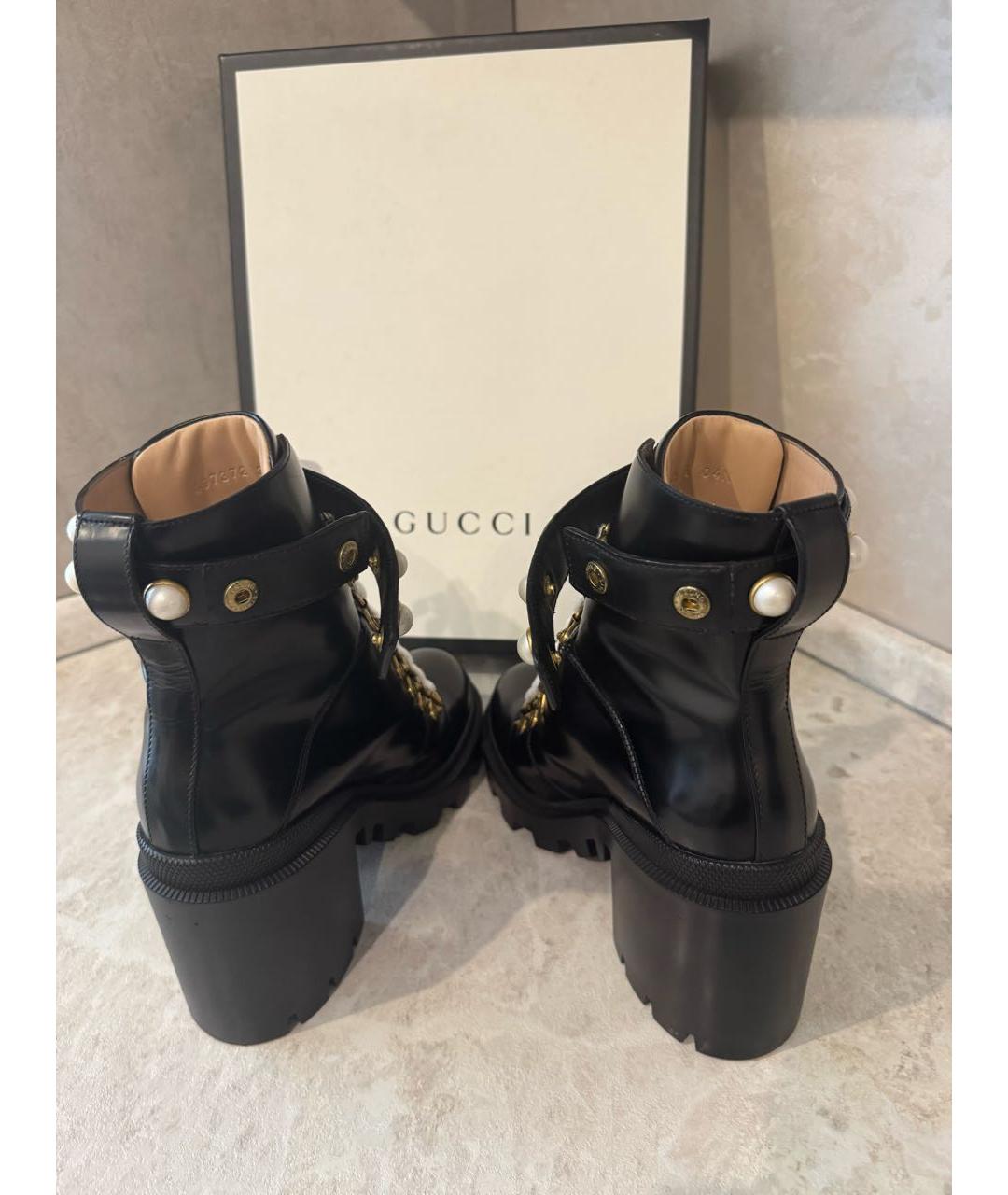 GUCCI Черные кожаные сапоги, фото 5