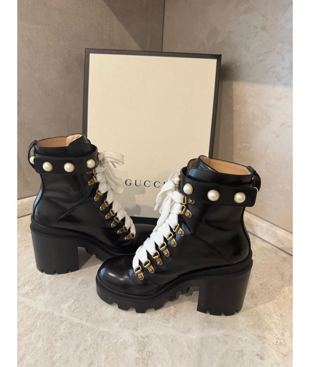GUCCI Черные кожаные сапоги, фото 4
