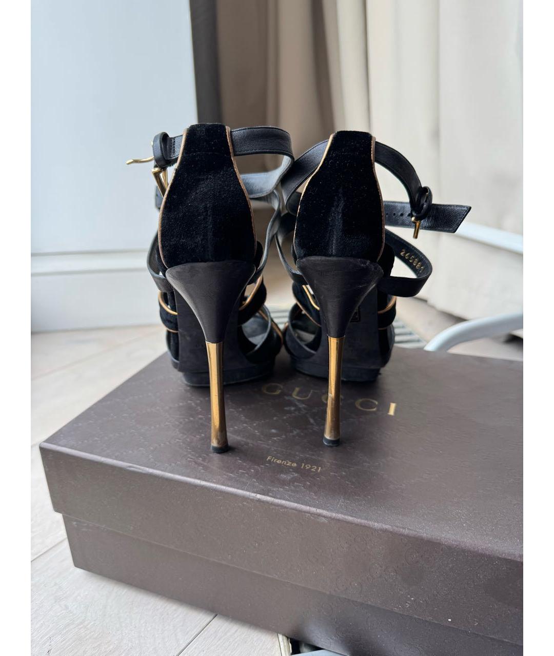 GUCCI Черные замшевые босоножки, фото 4