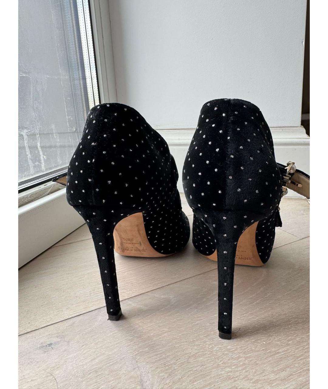 JIMMY CHOO Черные бархатные туфли, фото 4