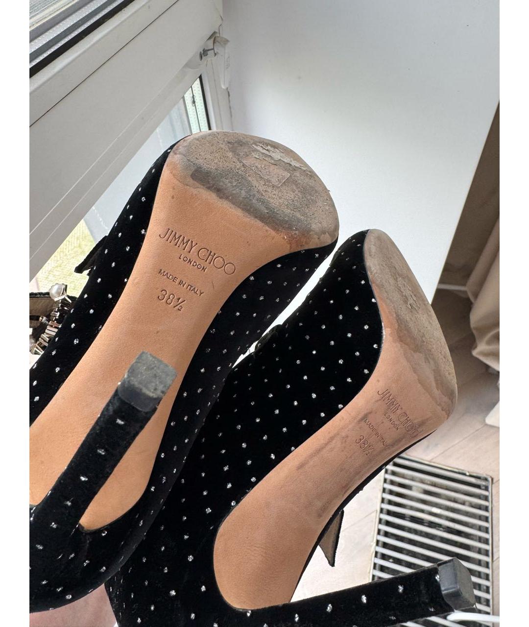 JIMMY CHOO Черные бархатные туфли, фото 5