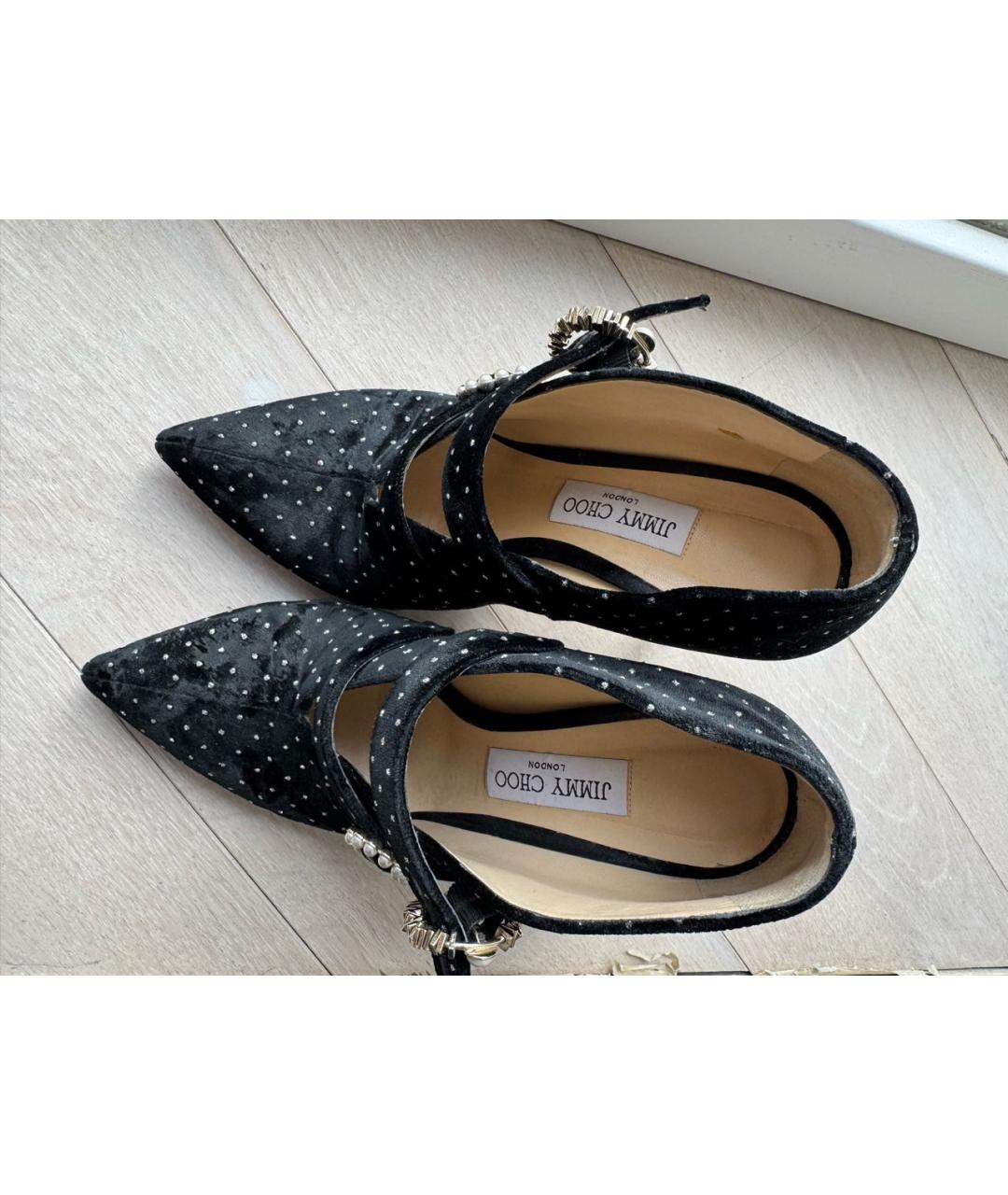 JIMMY CHOO Черные бархатные туфли, фото 2