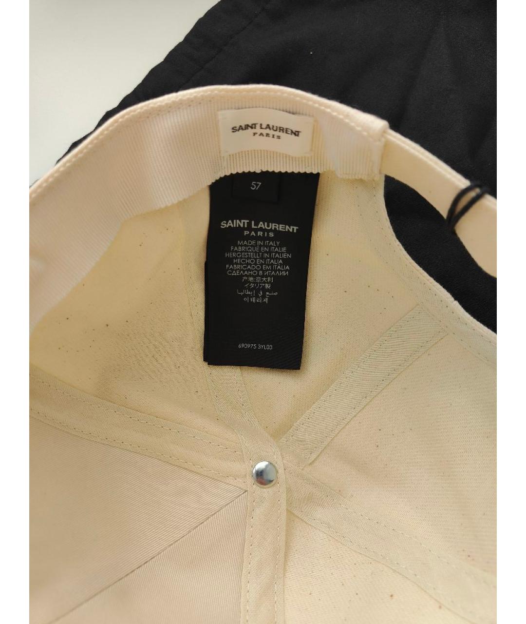 SAINT LAURENT Бежевая хлопковая кепка, фото 4