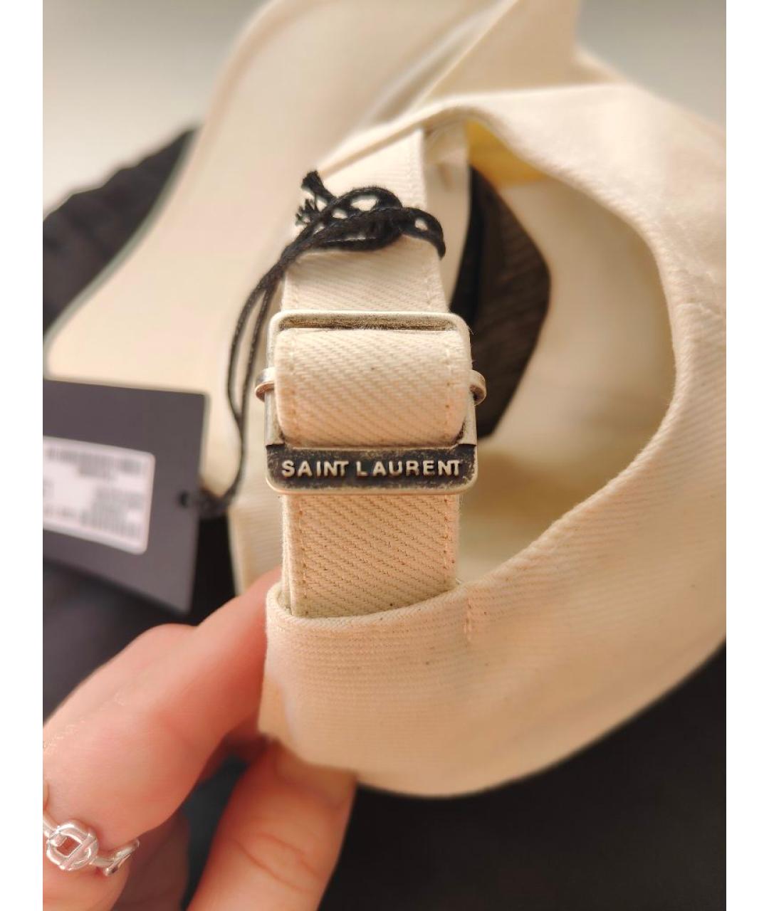 SAINT LAURENT Бежевая хлопковая кепка, фото 3