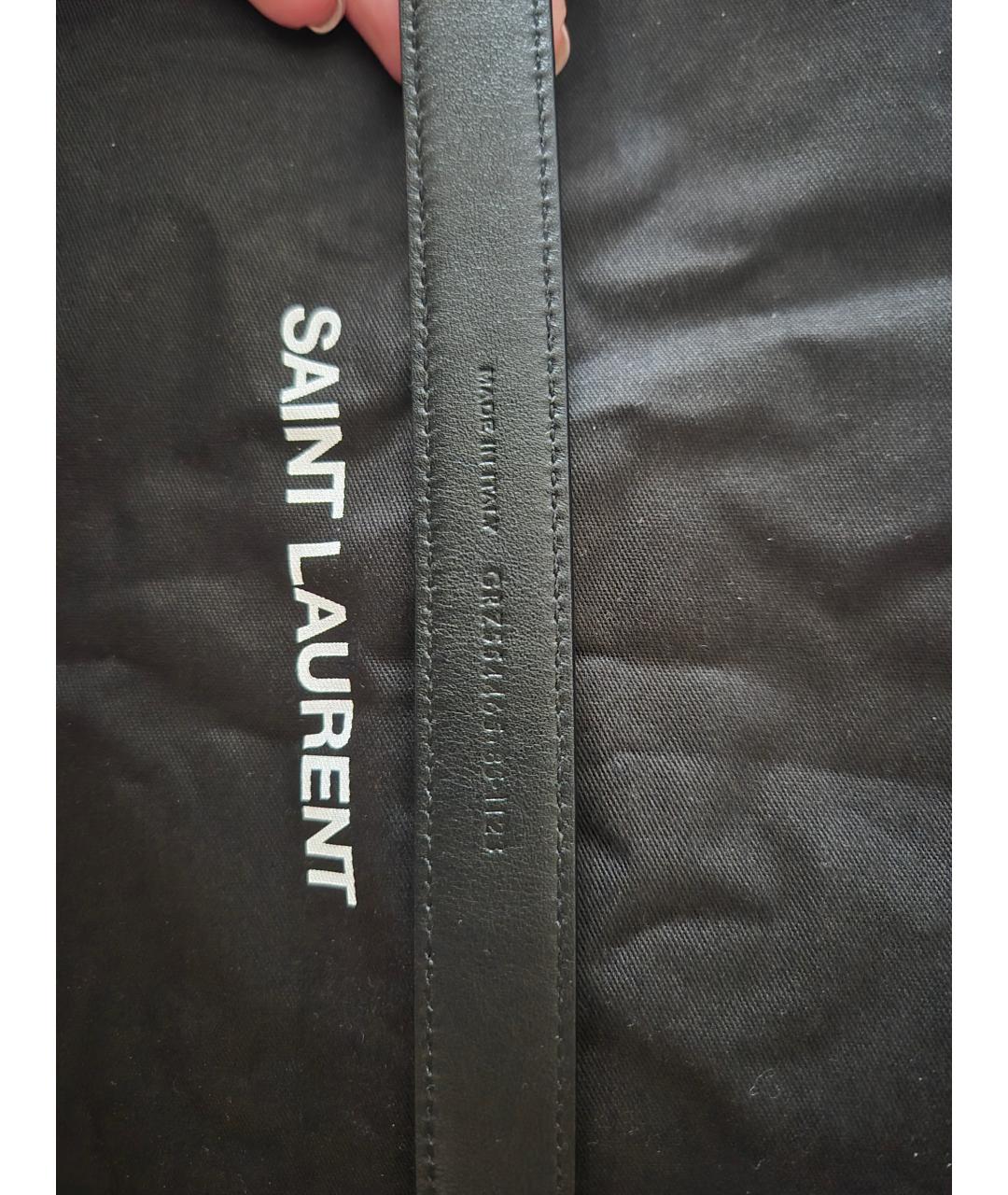 SAINT LAURENT Черный кожаный ремень, фото 2