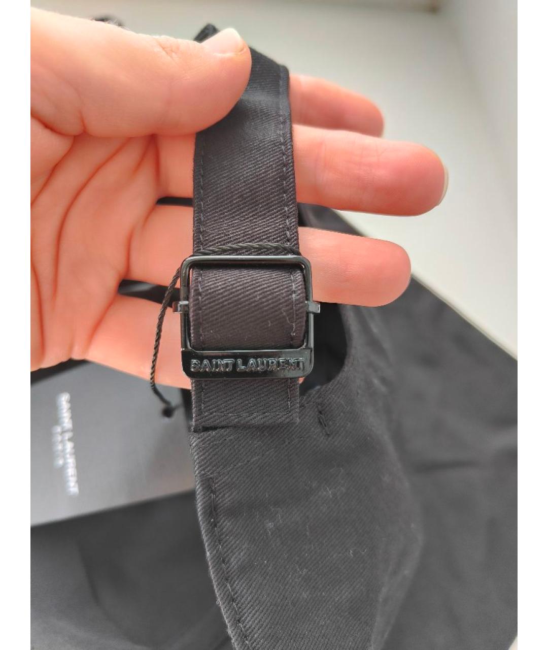 SAINT LAURENT Черная хлопковая кепка, фото 4