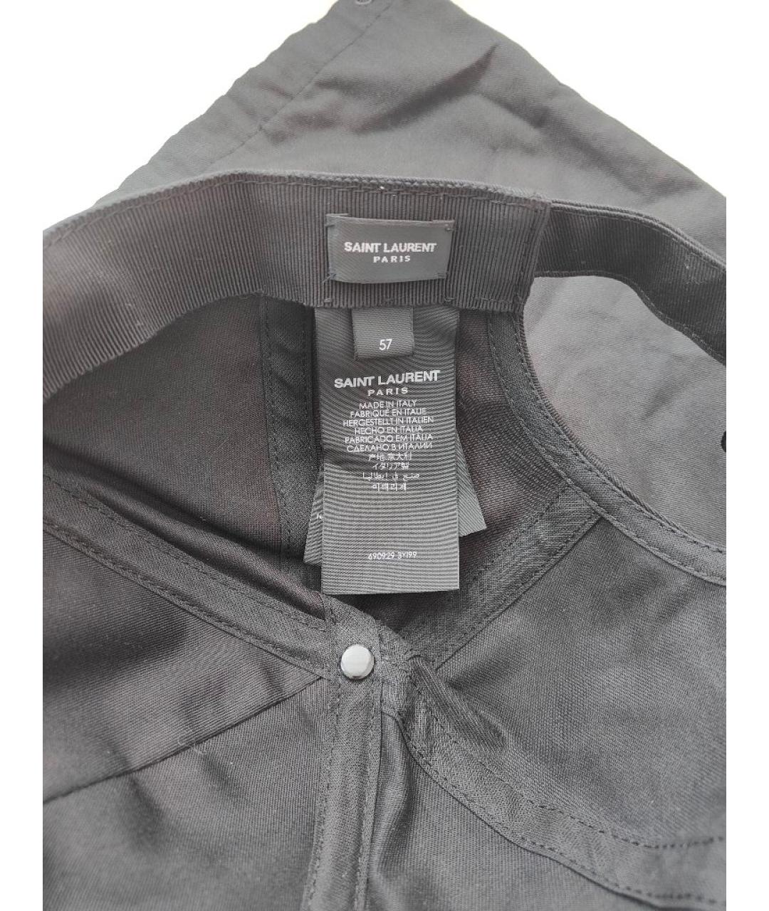 SAINT LAURENT Черная хлопковая кепка, фото 5