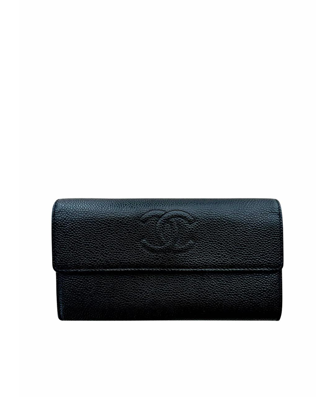 CHANEL Черный кожаный кошелек, фото 1