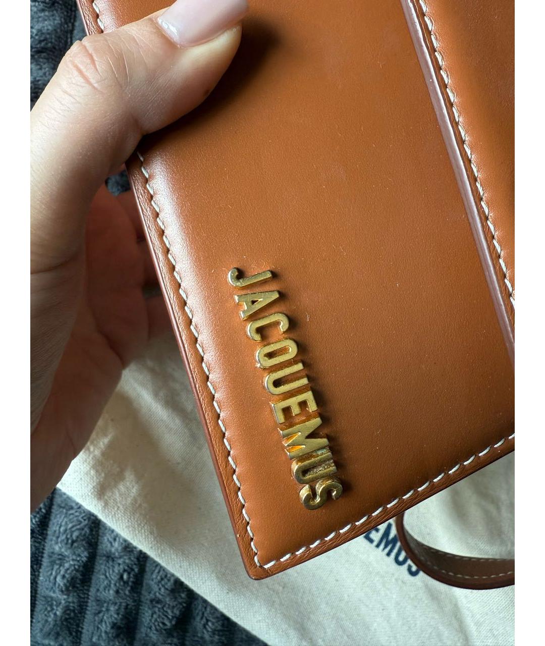 JACQUEMUS Коричневая кожаная сумка с короткими ручками, фото 8