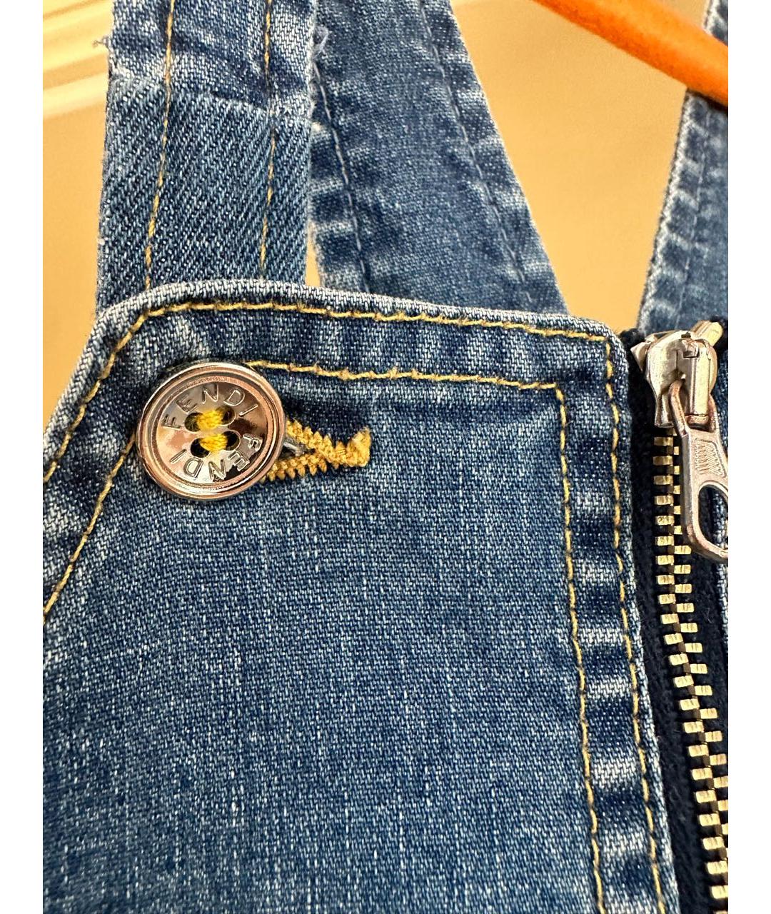 FENDI Синий деним комбинезон, фото 4