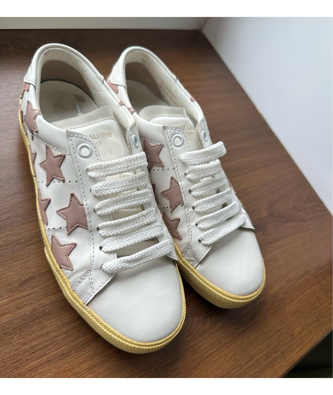 SAINT LAURENT Белые кожаные кеды, фото 2