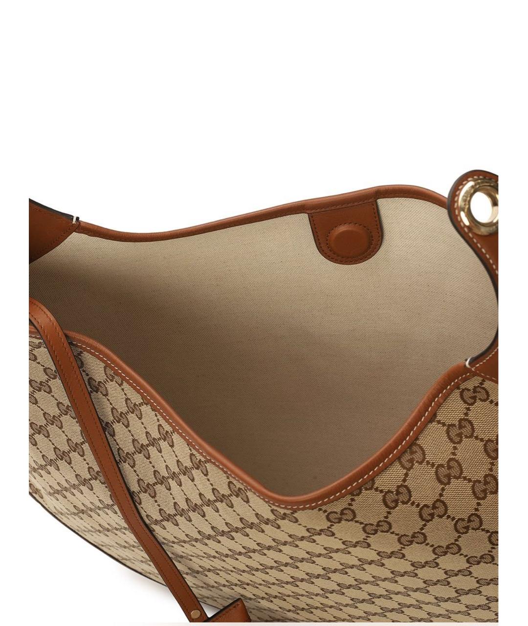 GUCCI Бежевая тканевая сумка с короткими ручками, фото 4