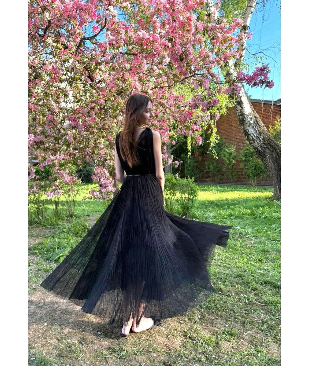 FABIANA FILIPPI Черное полиэстеровое вечернее платье, фото 5