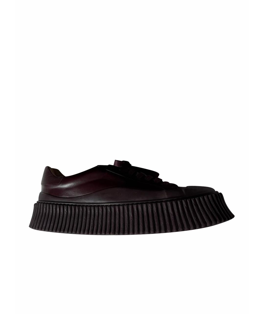 JIL SANDER Бордовые кожаные кеды, фото 1