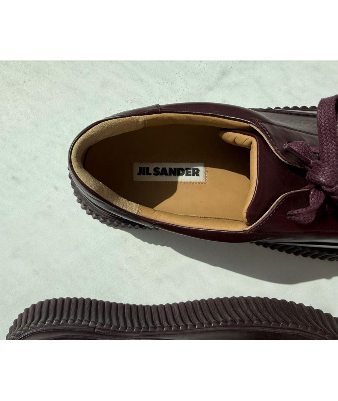 JIL SANDER Бордовые кожаные кеды, фото 3