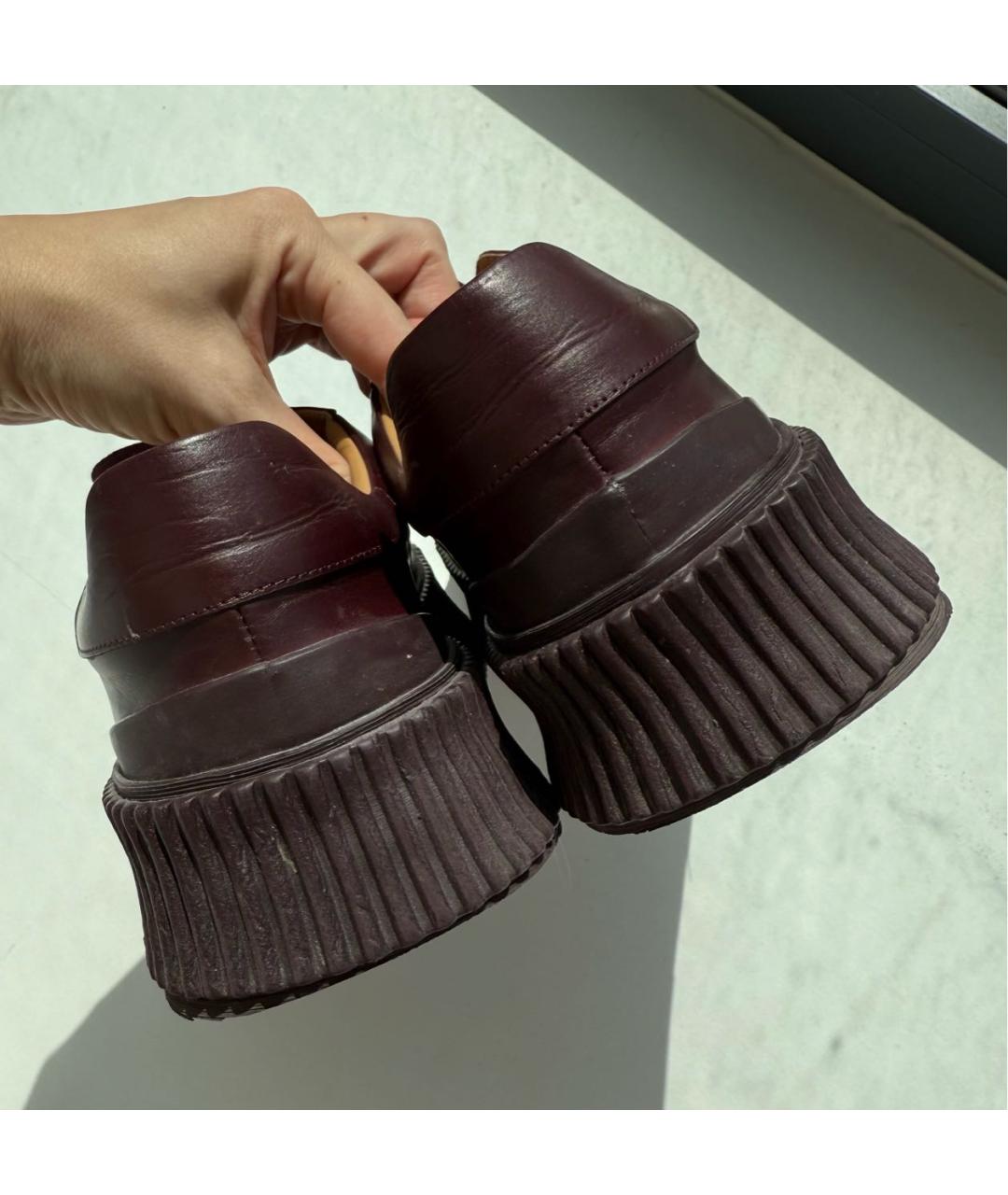 JIL SANDER Бордовые кожаные кеды, фото 5