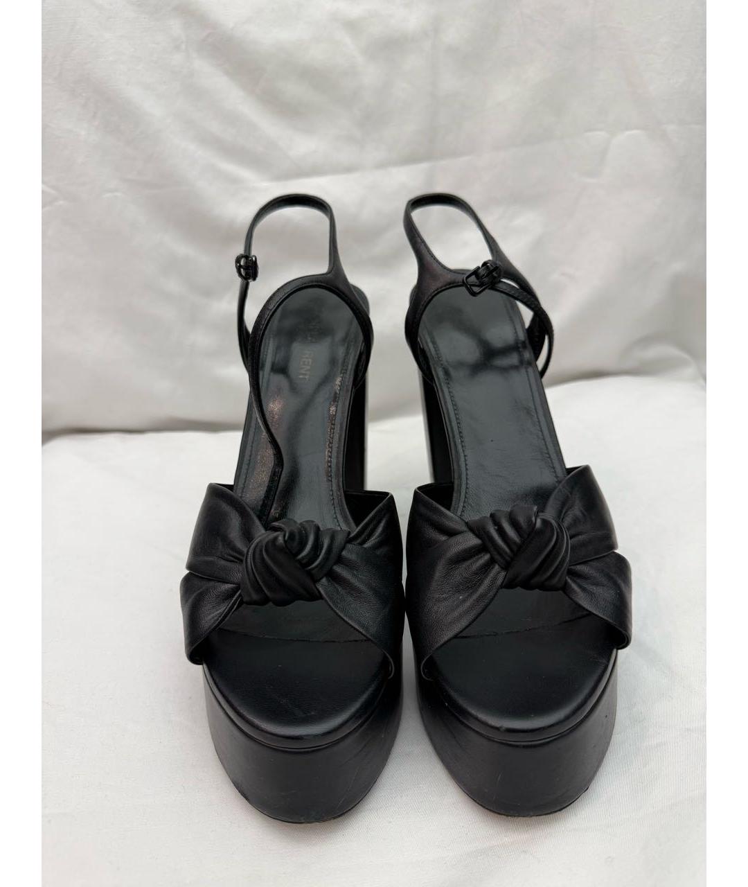 SAINT LAURENT Черные кожаные босоножки, фото 2