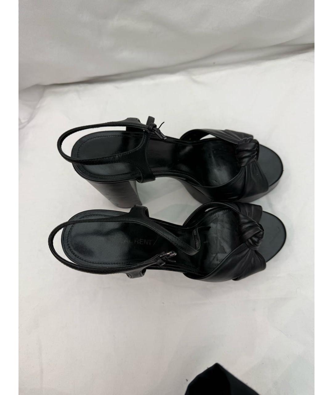 SAINT LAURENT Черные кожаные босоножки, фото 6