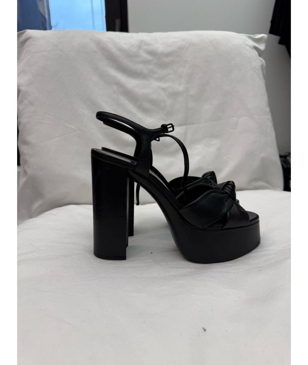 SAINT LAURENT Черные кожаные босоножки, фото 5