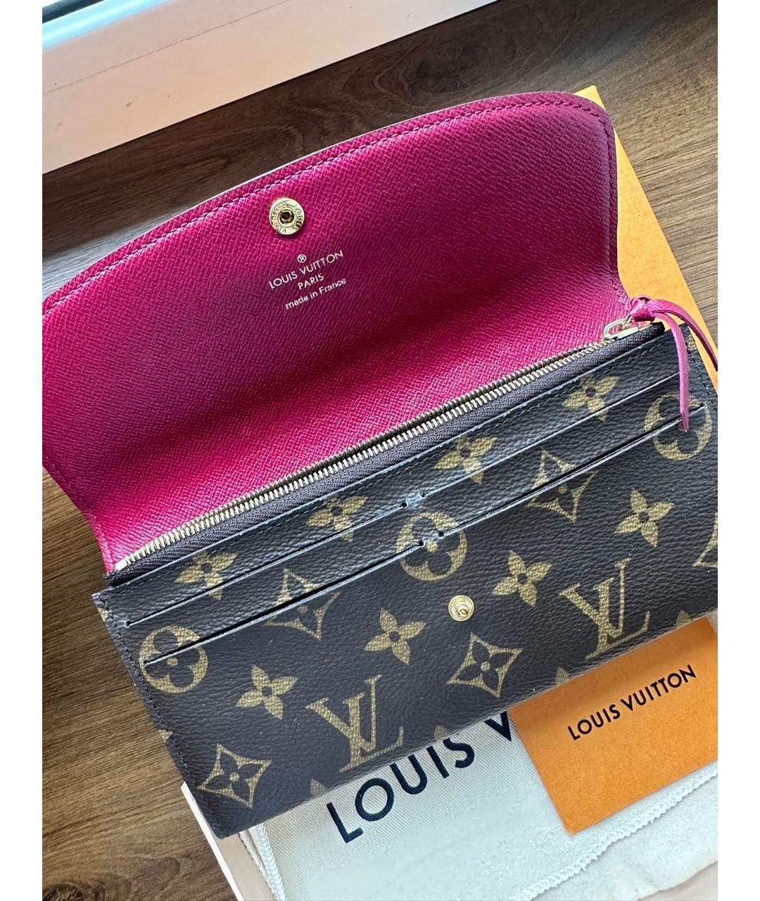 LOUIS VUITTON Коричневый кожаный кошелек, фото 4