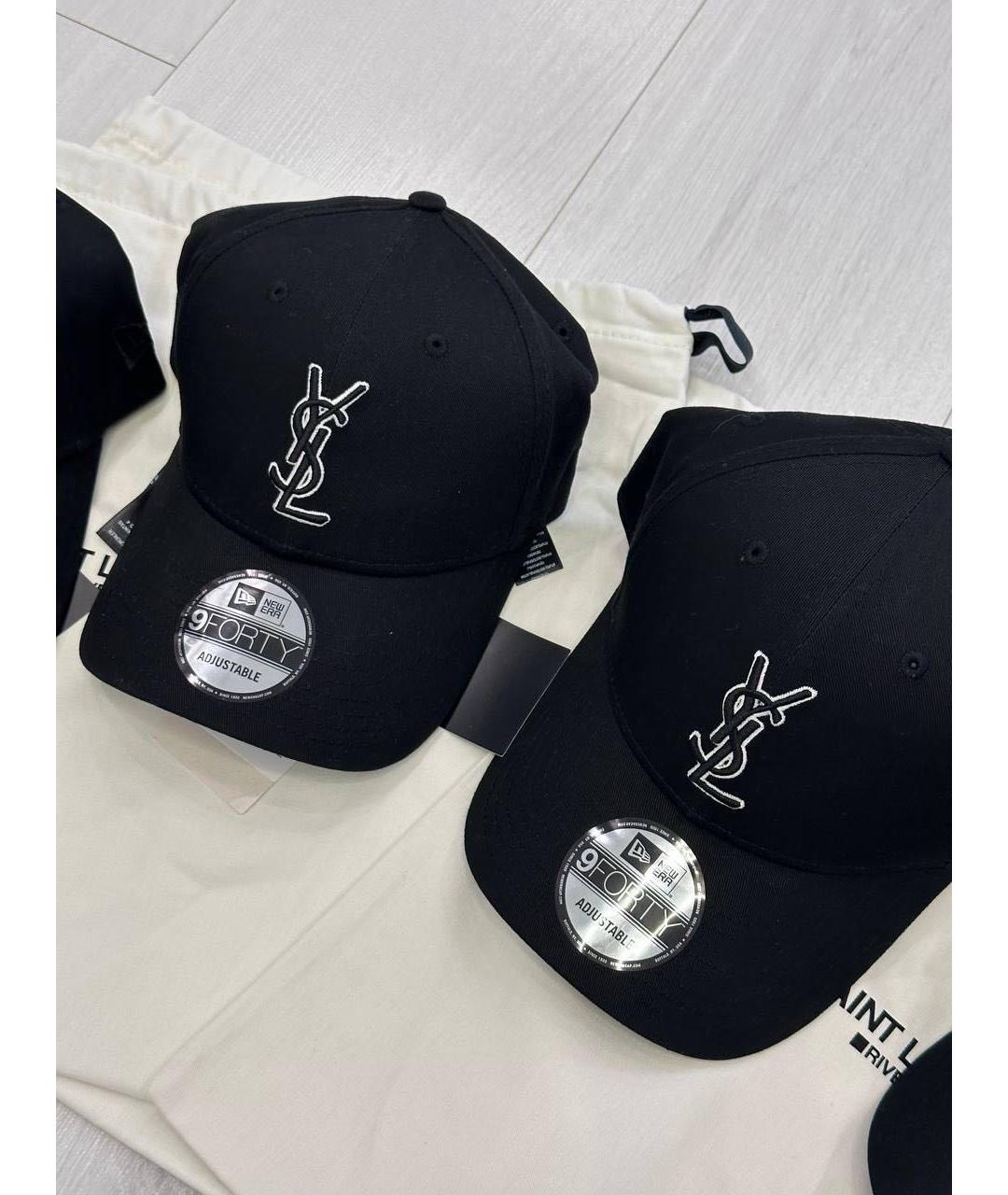 SAINT LAURENT Черная хлопковая кепка, фото 2