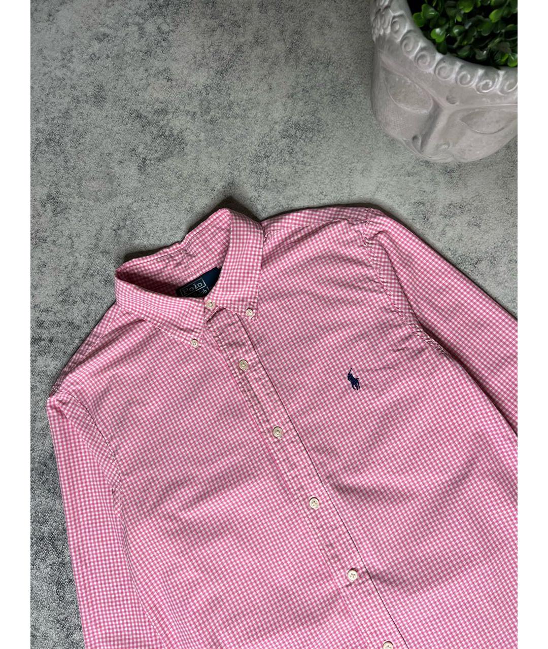 RALPH LAUREN Розовая хлопковая классическая рубашка, фото 3