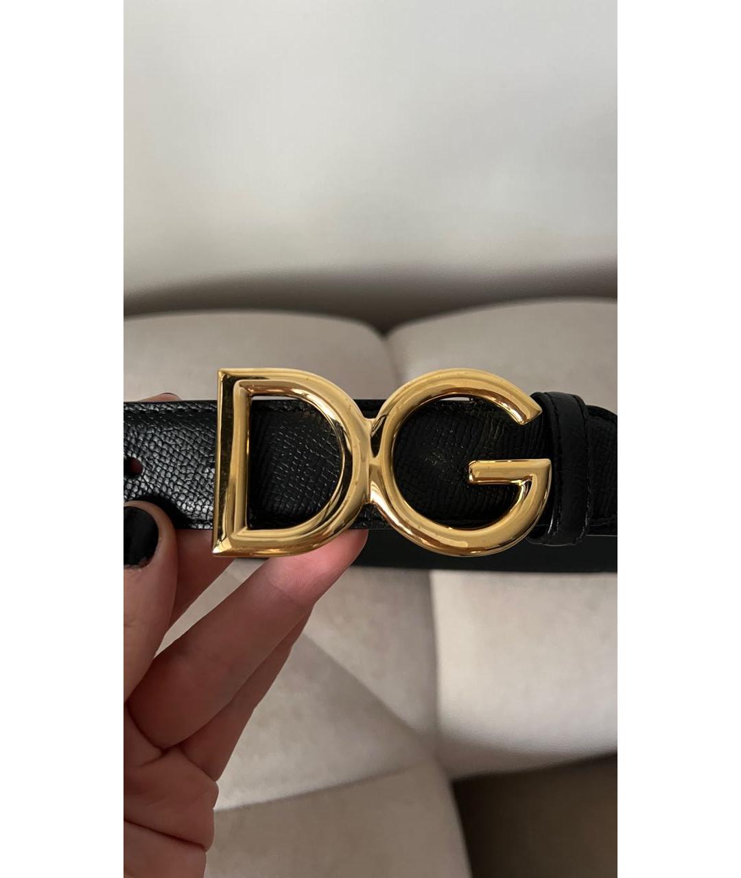 DOLCE&GABBANA Черный кожаный ремень, фото 2