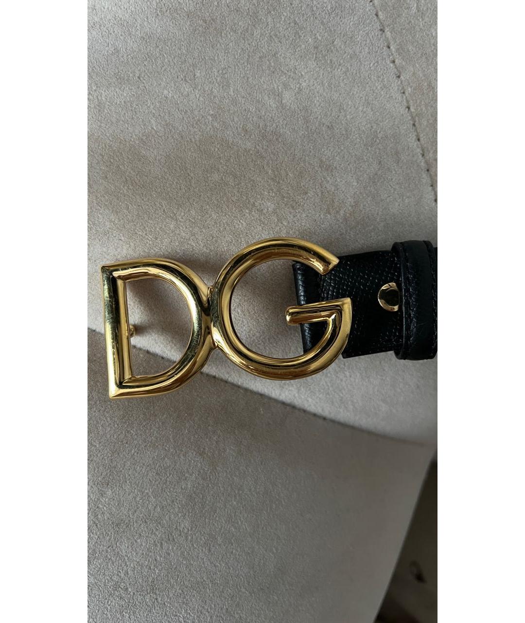 DOLCE&GABBANA Черный кожаный ремень, фото 3