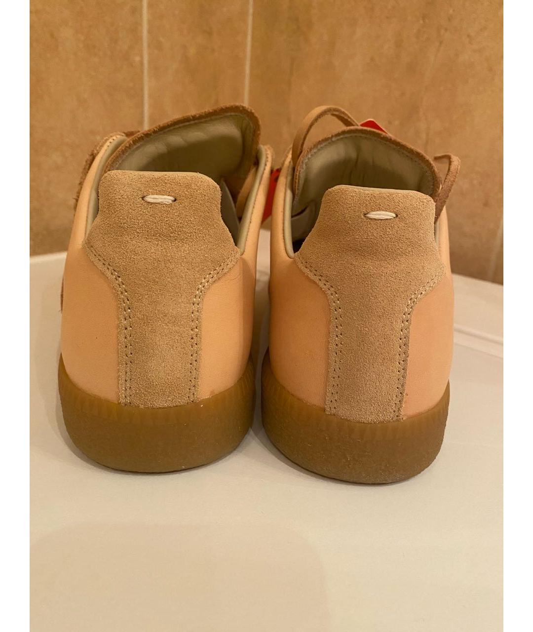 MAISON MARGIELA Бежевые кожаные кеды, фото 4