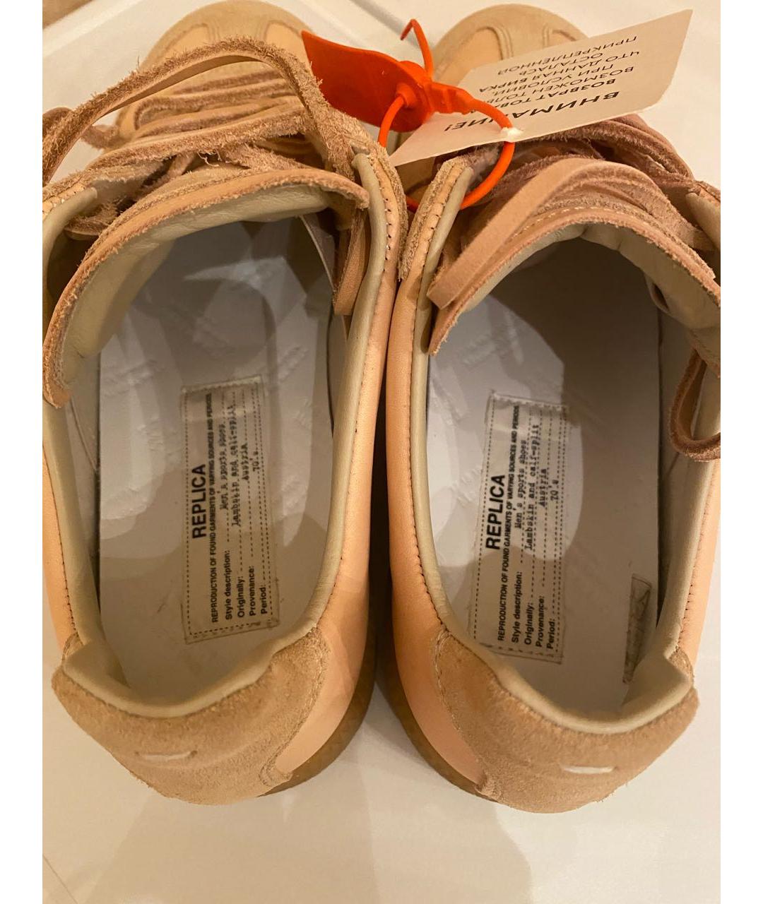 MAISON MARGIELA Бежевые кожаные кеды, фото 3