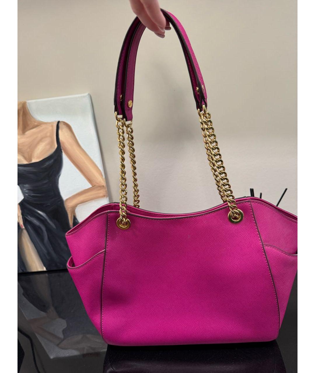 MICHAEL KORS Фуксия кожаная сумка тоут, фото 3