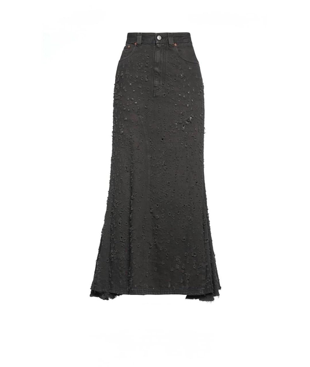 MM6 MAISON MARGIELA Антрацитовая хлопковая юбка макси, фото 1