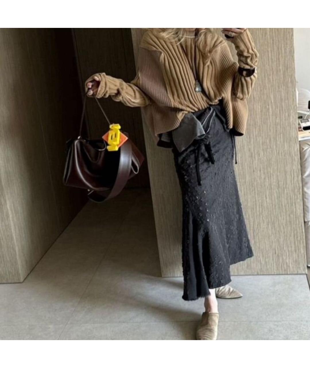 MM6 MAISON MARGIELA Антрацитовая хлопковая юбка макси, фото 3