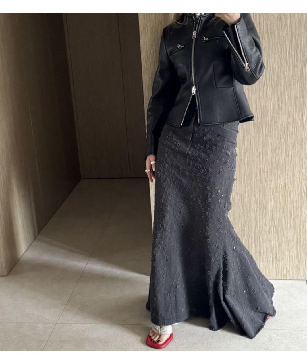 MM6 MAISON MARGIELA Антрацитовая хлопковая юбка макси, фото 4