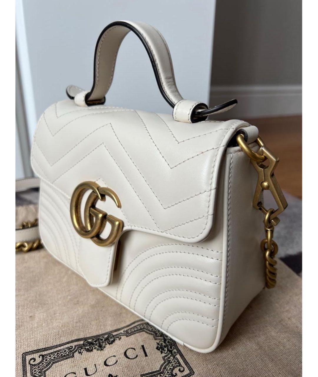 GUCCI Белая кожаная сумка через плечо, фото 4