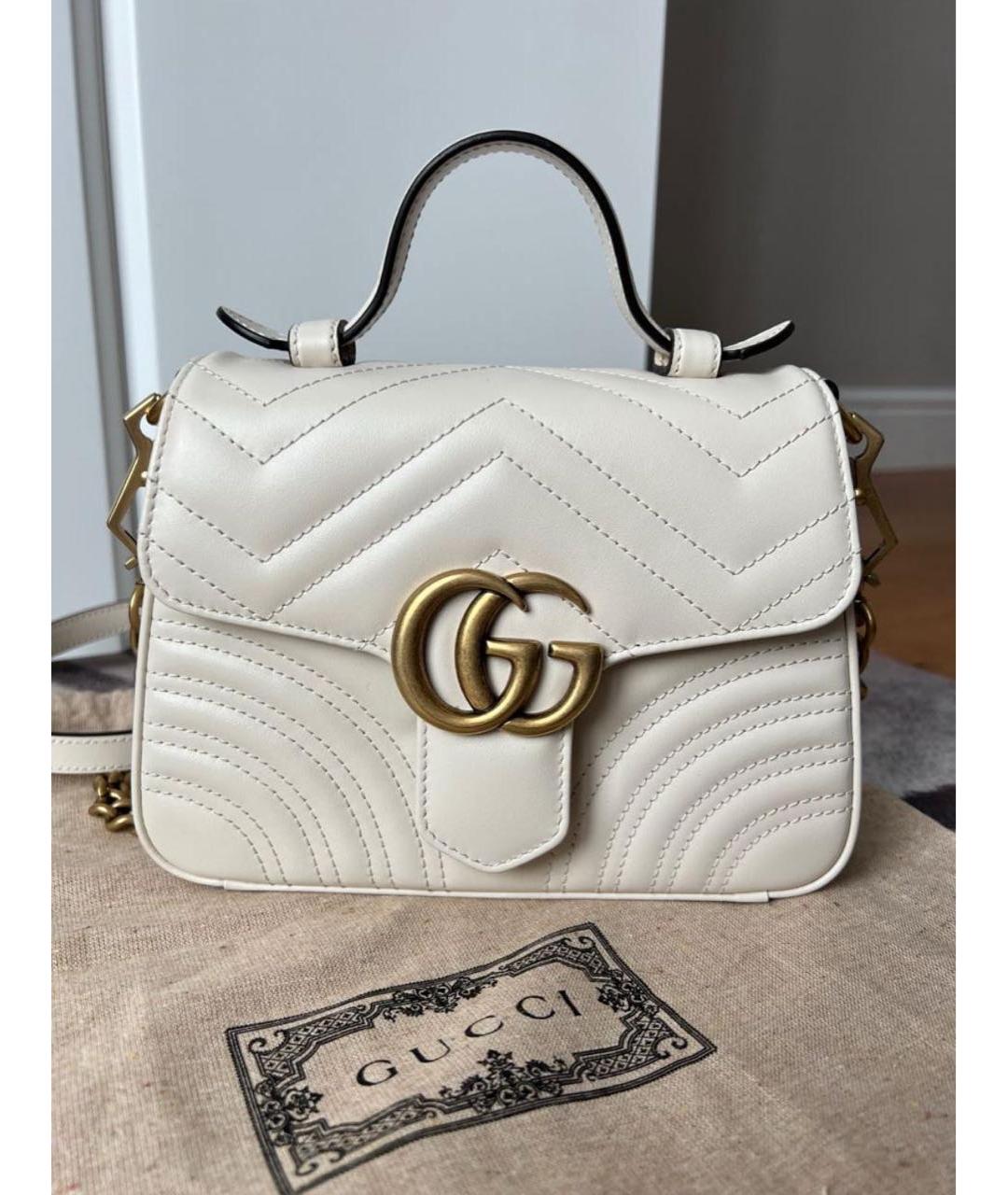 GUCCI Белая кожаная сумка через плечо, фото 2
