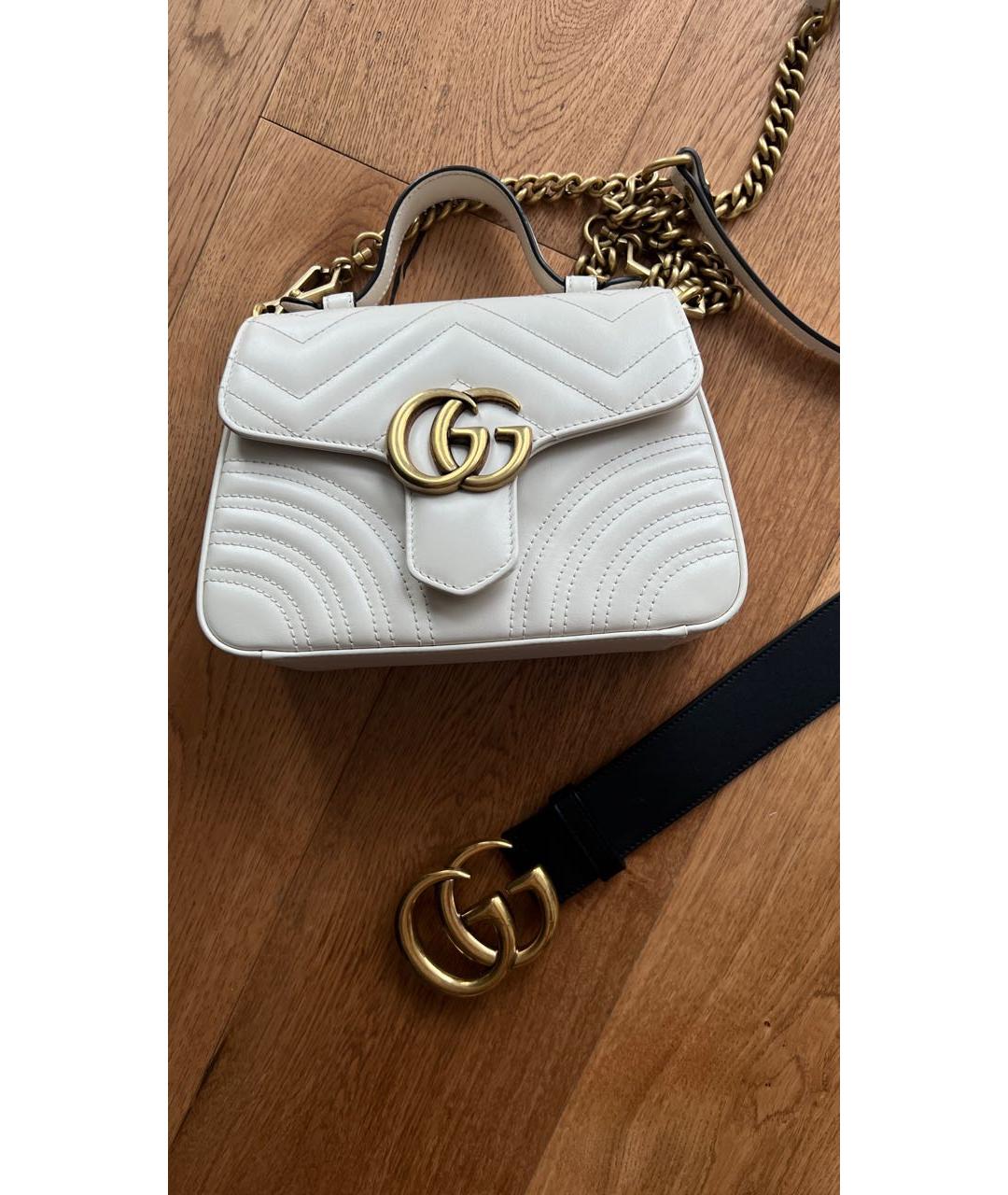 GUCCI Белая кожаная сумка через плечо, фото 8