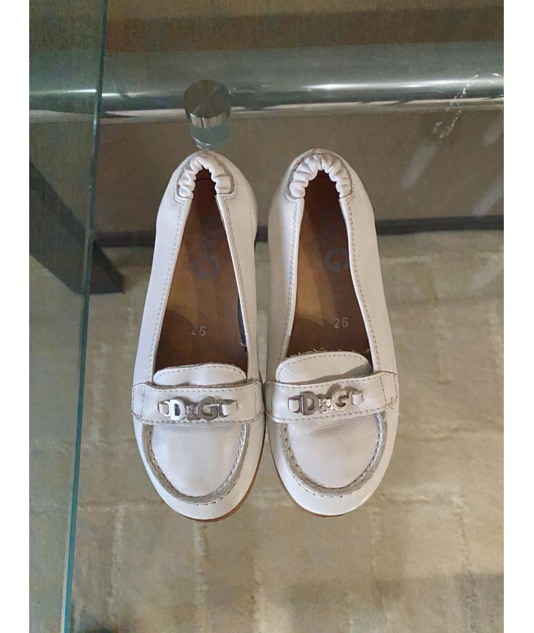 DOLCE&GABBANA Белые кожаные лоферы и мокасины, фото 2
