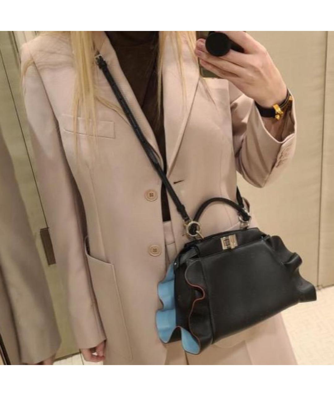 FENDI Черная кожаная сумка через плечо, фото 7