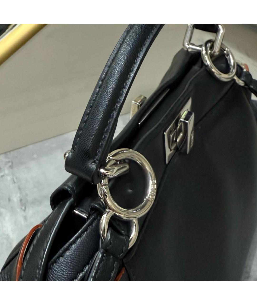 FENDI Черная кожаная сумка через плечо, фото 6